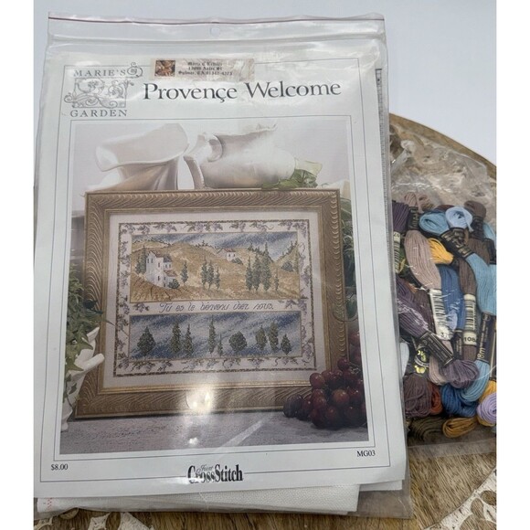Marie's Garden "Provençe Welcome" counted cross stitch pattern W/ Floss MG03 - Picture 2 of 6